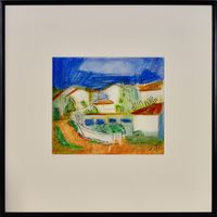 Dorfszene Ligurien - 1961 - 24 x 29 cm
