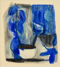 Schale mit blauer Pflanze - 1966 - 33 x38 cm
