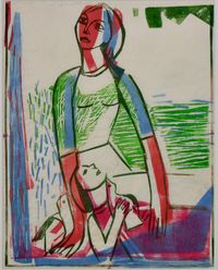 Frau mit Kind und Taube - 1958 - 36 x 46 cm
