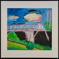 Br&uuml;cke mit rosa Wolke - 1959 x 47 x 57 cm